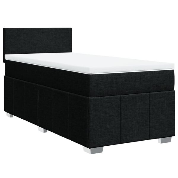 vidaXL Box Spring Bed with Mattress Black King Single Fabric