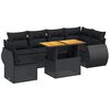 vidaXL 7 Piece Garden Sofa Set with Cushions Black Poly Rattan
