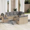 vidaXL 9 Piece Garden Sofa Set with Cushions Beige Poly Rattan