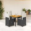 vidaXL 5 Piece Garden Bistro Set with Cushions Black Poly Rattan