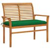 vidaXL Garden Bench with Green Cushion 112 cm Solid Teak Wood