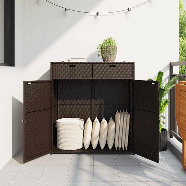 vidaXL Garden Storage Cabinet Brown 105x55x113 cm Poly Rattan