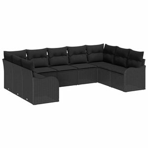 vidaXL Garden Sofa Set Black Poly Rattan