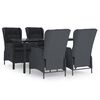 vidaXL 5 Piece Garden Dining Set Dark Grey Poly Rattan