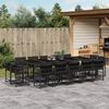 vidaXL 15 Piece Garden Dining Set with Cushions Black Poly Rattan
