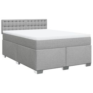 vidaXL Box Spring Bed with Mattress Dark Grey Double Fabric