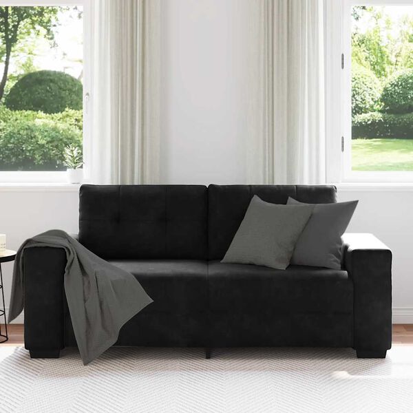 vidaXL Loveseat Sofa Black 180x77x82 cm Velvet
