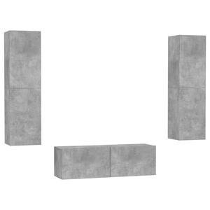 vidaXL 3 Piece TV Cabinet Set Concrete Grey Engineered Wood