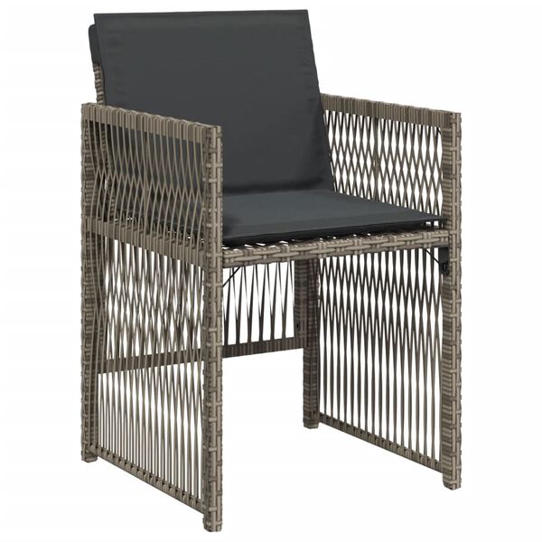 vidaXL Garden Chairs with Cushions 4 pcs Grey Poly Rattan