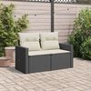 vidaXL Garden Sofa with Cushions 2-Seater Black Poly Rattan