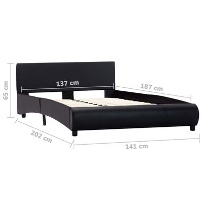 vidaXL Bed Frame Black Faux Leather 137x187 cm Double Size