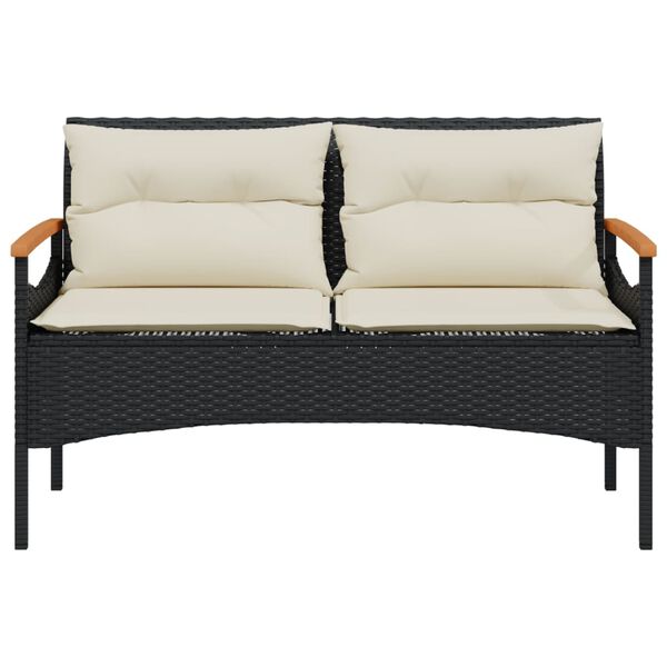 vidaXL 4 Piece Garden Sofa Set with Cushions Black Poly Rattan