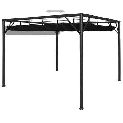 vidaXL Garden Gazebo with Retractable Roof Canopy 3x3 m Anthracite
