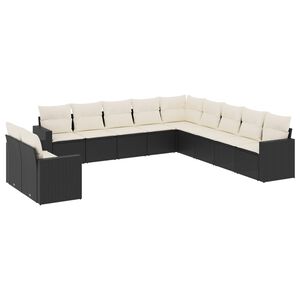 vidaXL 11 Piece Garden Sofa Set with Cushions Black Poly Rattan