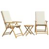 vidaXL Bistro Set | Cream White | Bamboo, Fabric (100% polyester) | 3 Piece Set