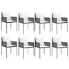 vidaXL 9 Piece Garden Dining Set with Cushions Poly Rattan and Steel