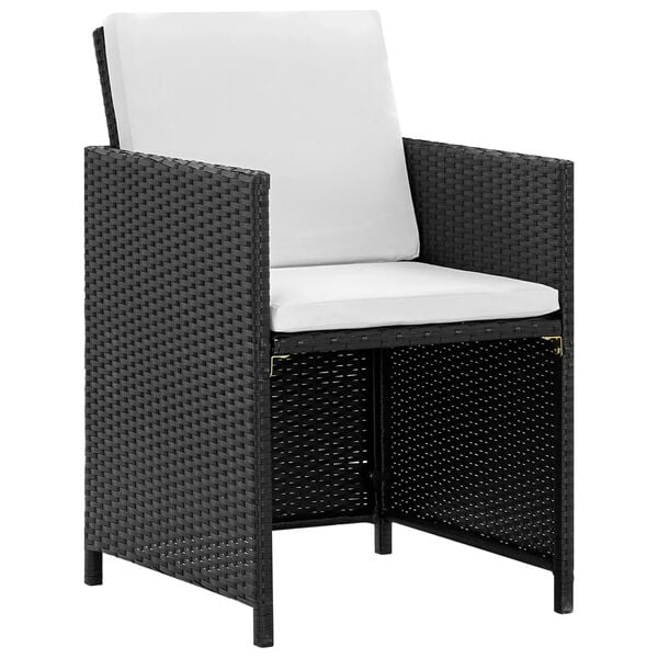 vidaXL 11 Piece Outdoor Dining Set with Cushions Poly Rattan Black