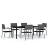 vidaXL 7 Piece Garden Dining Set Grey