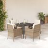 vidaXL 5 Piece Garden Dining Set with Cushions Beige Poly Rattan