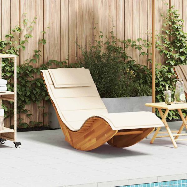 vidaXL Rocking Sun Lounger with Cushion Solid Wood Acacia