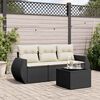 vidaXL 4 Piece Garden Sofa Set with Cushions Black Poly Rattan