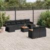 vidaXL 10 Piece Garden Sofa Set with Cushions Black Poly Rattan