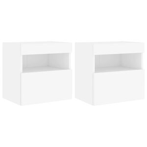 vidaXL TV Wall Cabinets with LED Lights 2 pcs White 40x30x40 cm