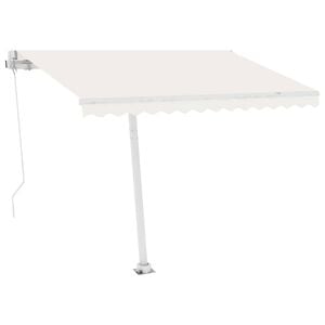 vidaXL Freestanding Manual Retractable Awning 300x250 cm Cream (313189+46833+315090)