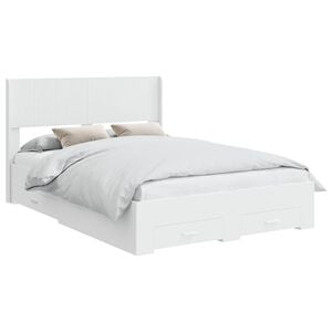 vidaXL Bed Frame with Storage and Headboard White 150 x 200 cm