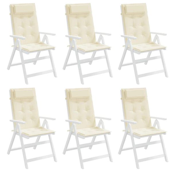 vidaXL Highback Chair Cushions 6 pcs Cream Oxford Fabric
