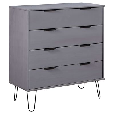 vidaXL Drawer Cabinet Grey 76.5x39.5x90.3 cm Solid Pine Wood