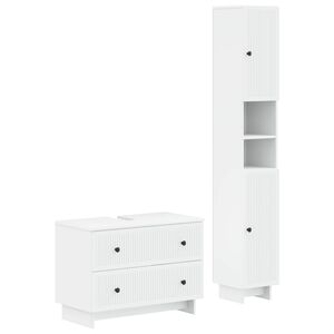 vidaXL 2 Piece Bathroom Cabinet Set EDE White Engineered Wood