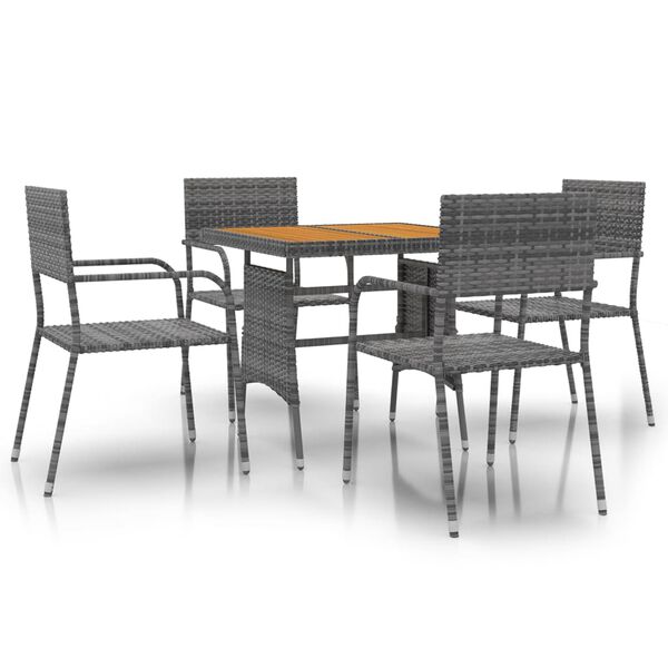 vidaXL 5 Piece Outdoor Dining Set Poly Rattan Grey