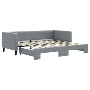 vidaXL Daybed with Trundle without Mattress Light Grey 90x190 cm