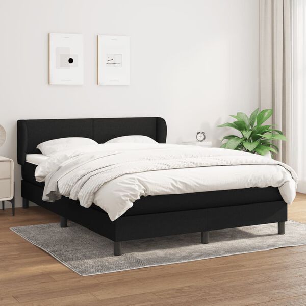 vidaXL Box Spring Bed with Mattress Black 137x187 cm Double Size Faux Leather