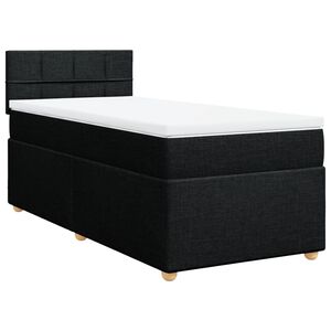 vidaXL Box Spring Bed with Mattress Black King Single Fabric