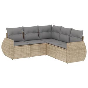 vidaXL 5 Piece Garden Sofa Set with Cushions Beige Poly Rattan