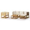 vidaXL 6 Piece Garden Lounge Set with Cushion Cream Solid Acacia Wood