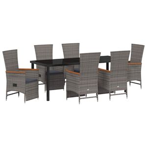 vidaXL Garden Dining Set 7 pcs Grey Poly Rattan