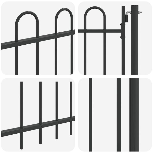 vidaXL Fence Gate Boxtel Single Door with Arched Top Steel 1x1 m Black