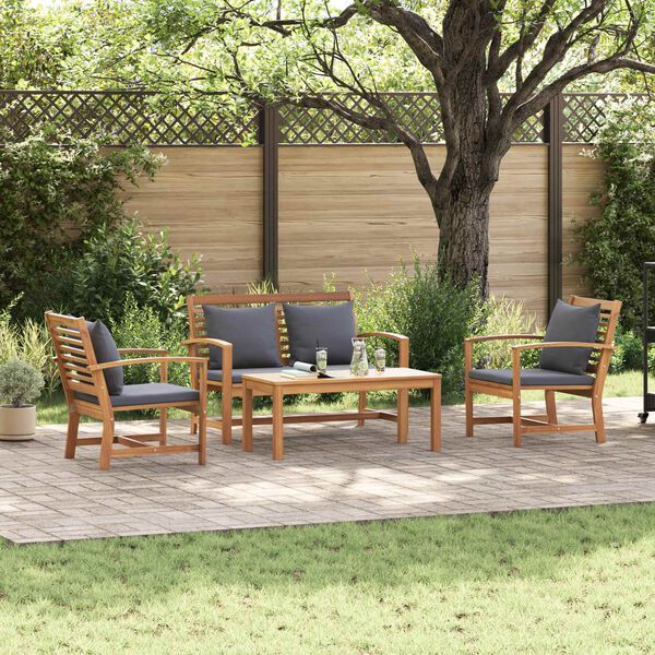 vidaXL Garden Sofa Set 4 pcs Natural Solid Teak Wood