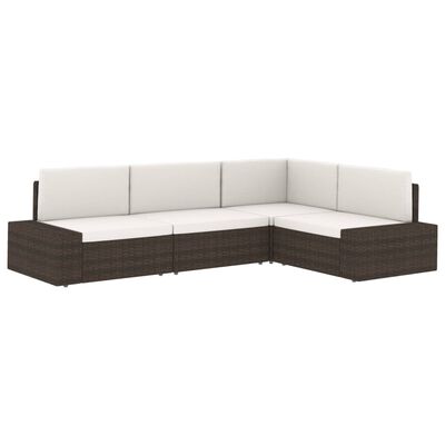 vidaXL Sectional Corner Sofa with Right Armrest Poly Rattan Black