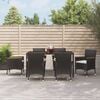 vidaXL 7 Piece Garden Dining Set with Cushions Black Poly Rattan