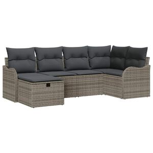 vidaXL Garden Sofa Set 6 pcs 6-Seater Grey Poly Rattan