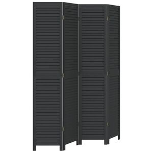 vidaXL Room Divider&nbsp;4 Panels Black Solid Wood Paulownia