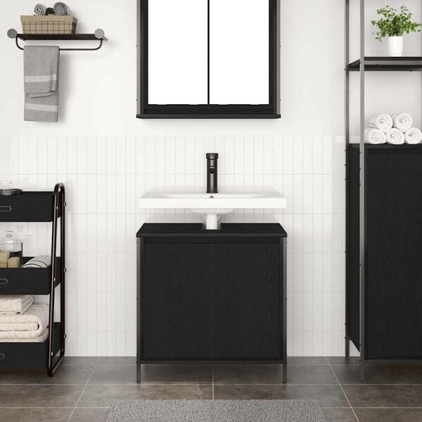 vidaXL Bathroom Basin Cabinet Black 60x34.5x60 cm