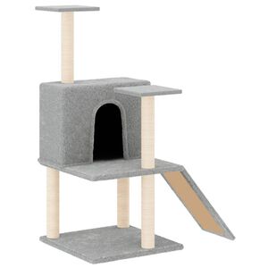 vidaXL Cat Tree with Sisal Scratching Posts Light Grey 109 cm