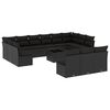 vidaXL 14 Piece Garden Sofa Set with Cushions Black Poly Rattan