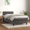 vidaXL Box Spring Bed with Mattress Dark Grey 106x203 cm King Single Size Velvet