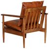 vidaXL Armchair Brown Real Leather with Acacia Wood